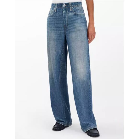 Rag & Bone Miramar Cotton Terry Wide Leg Pant XS Sweatpant Printed Jean - Picture 1 of 14